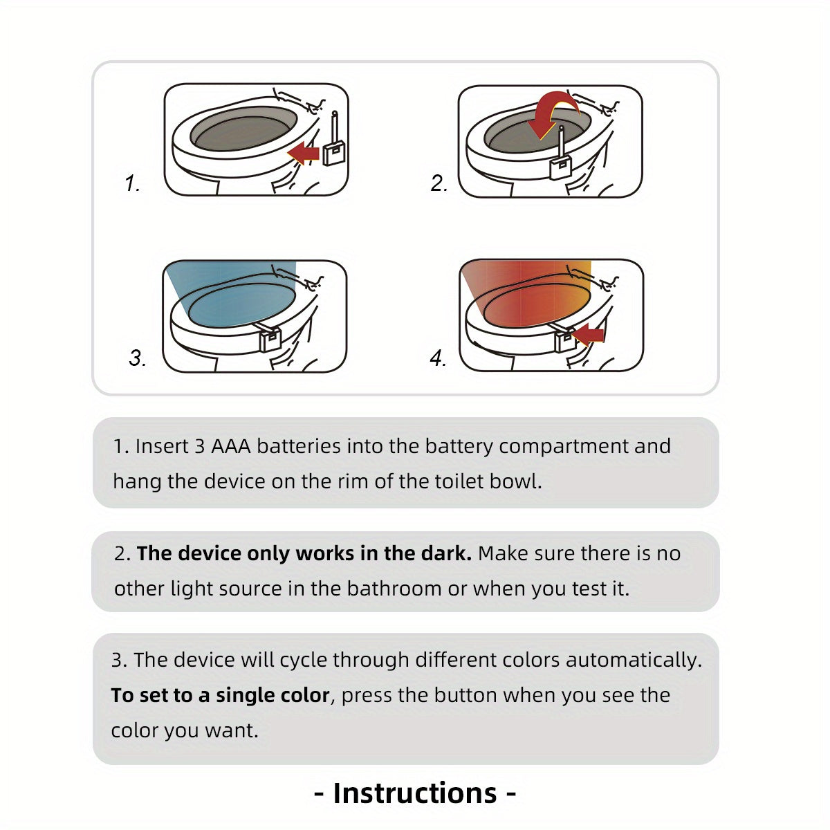 Motion-Activated 16-Color LED Toilet Seat Light