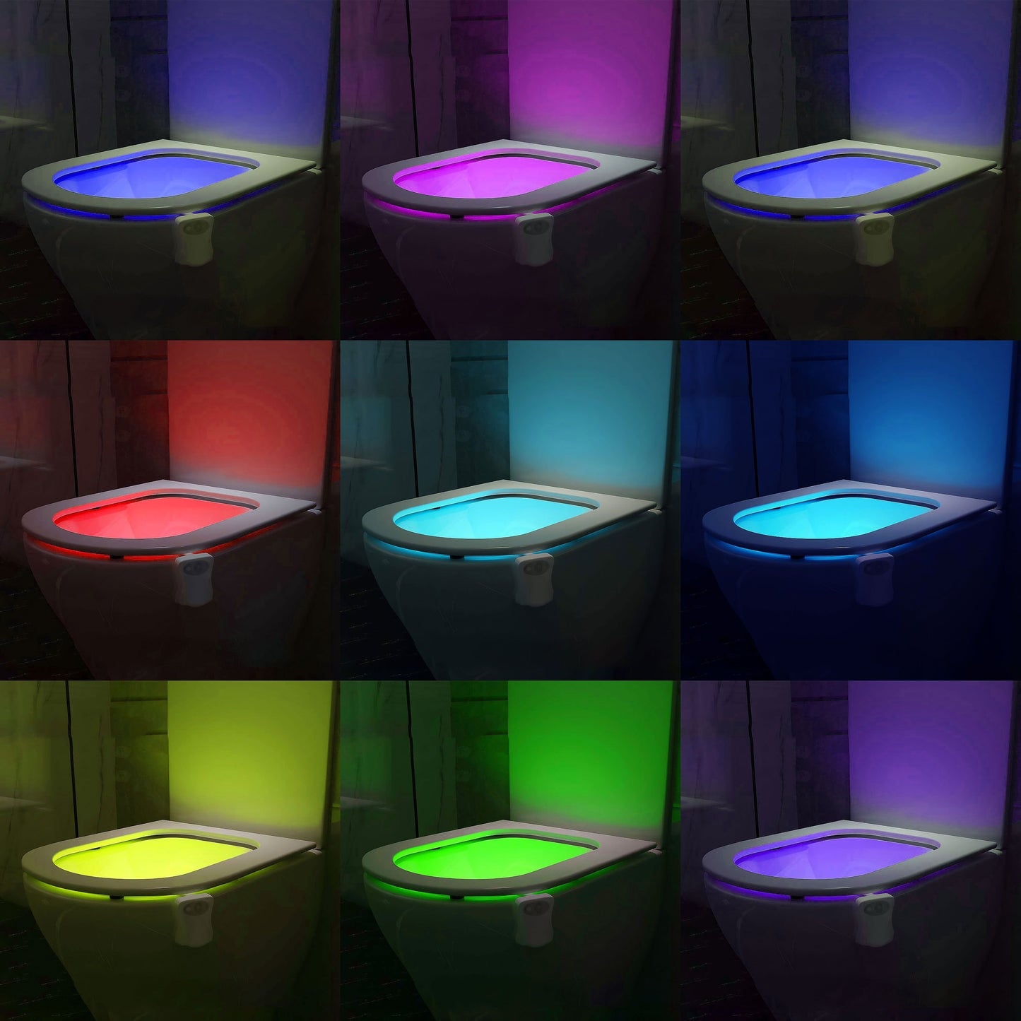 Motion-Activated 16-Color LED Toilet Seat Light