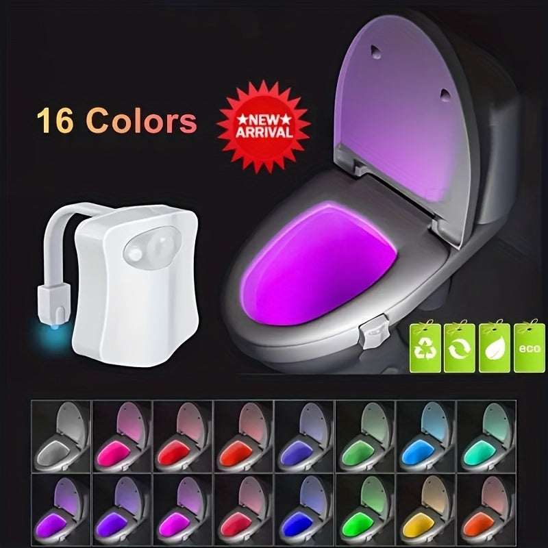 Motion-Activated 16-Color LED Toilet Seat Light