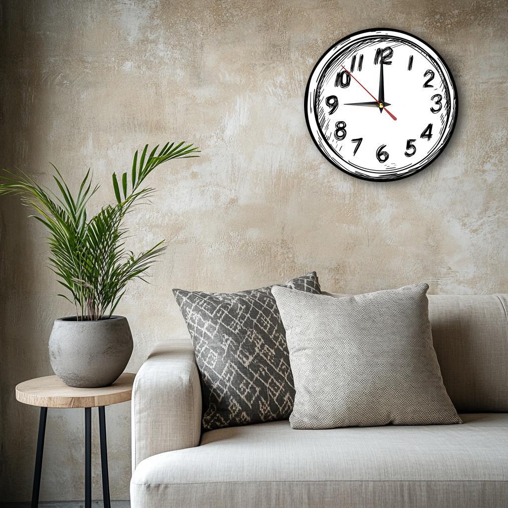 Hand-Drawn Wooden Wall Clock