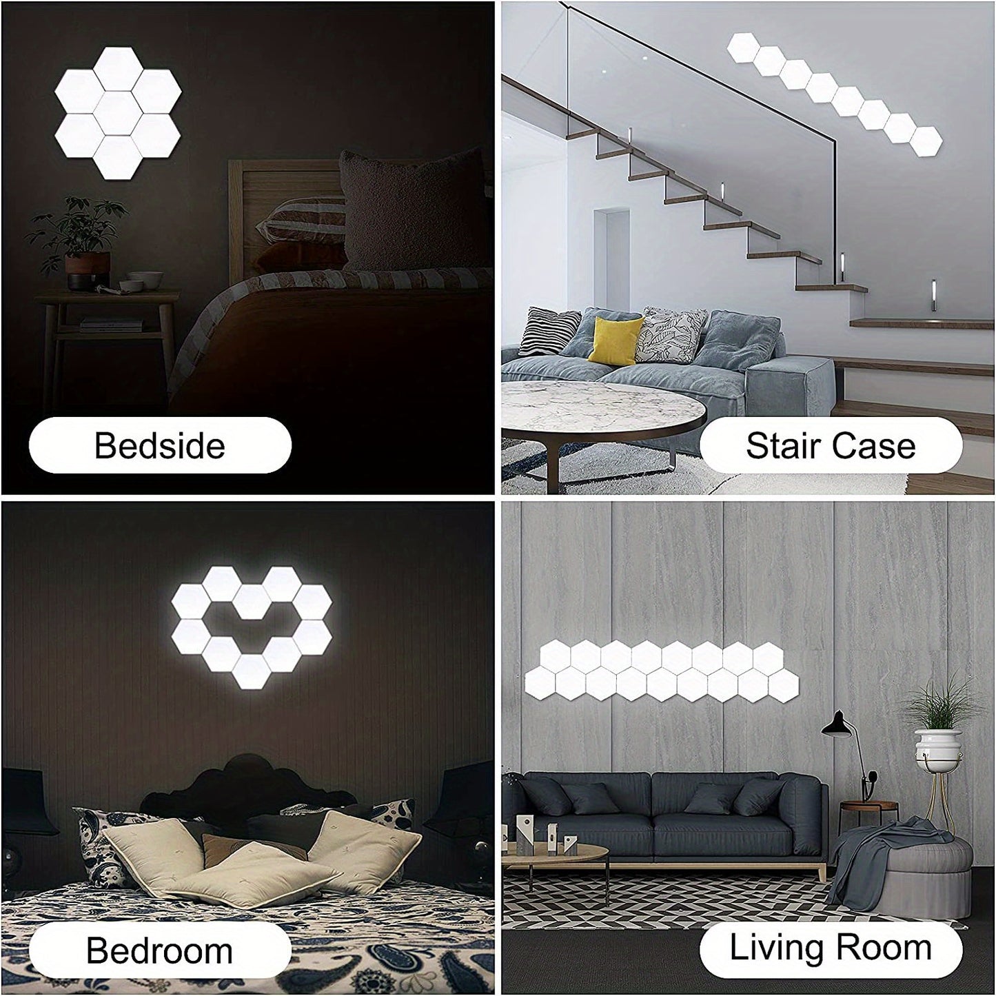 6packs Touch Control Hexagonal LED Wall Light