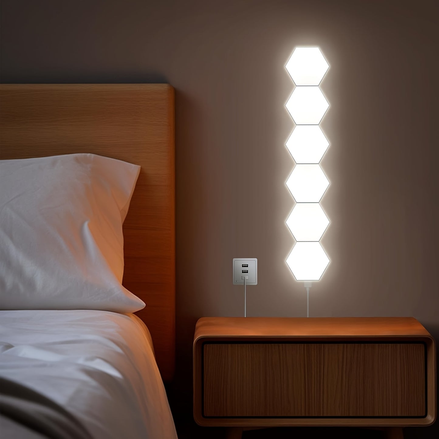 6packs Touch Control Hexagonal LED Wall Light