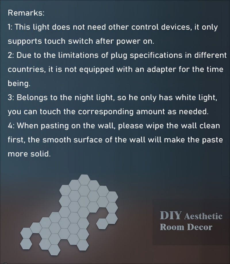 6packs Touch Control Hexagonal LED Wall Light