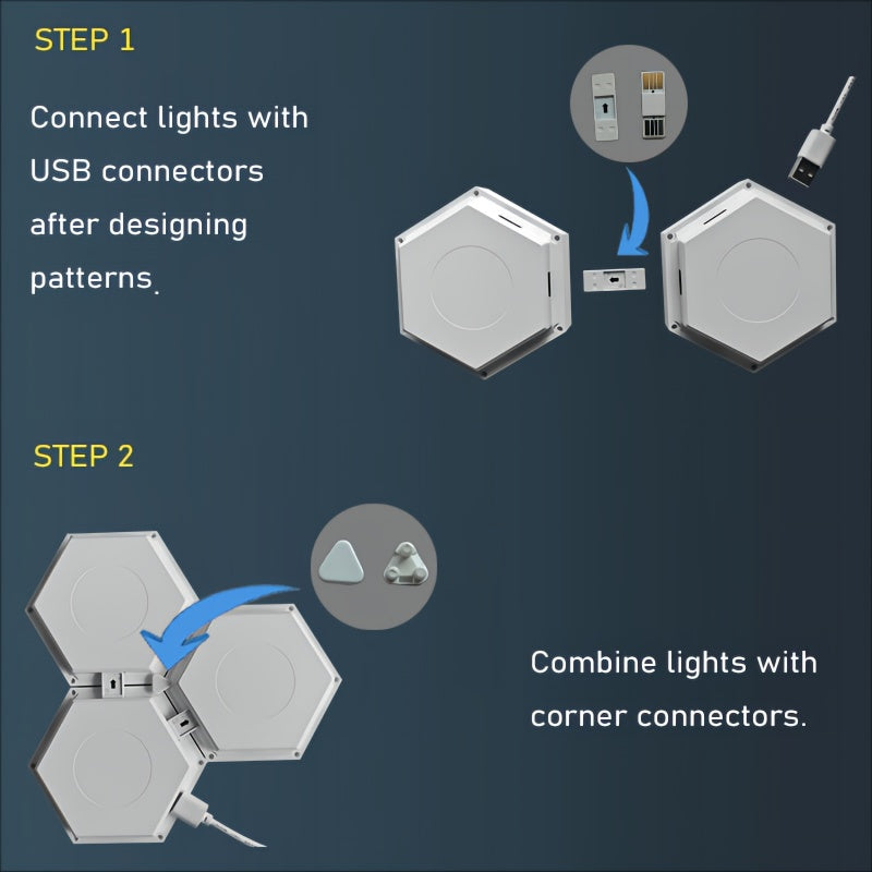 6packs Touch Control Hexagonal LED Wall Light